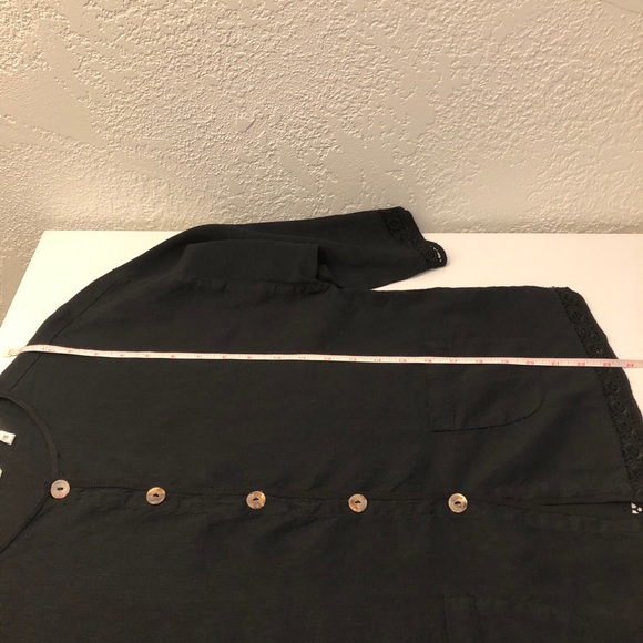 Kleen Linen Rayon Black Button Down Blouse - Picture 10 of 11